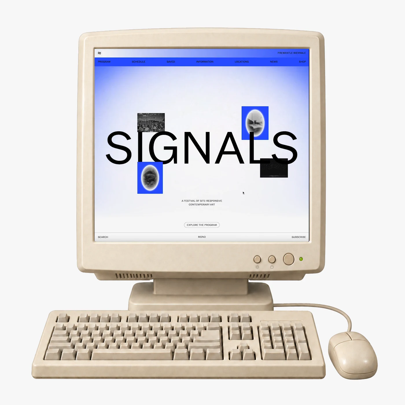 Signals website displayed on a vintage beige computer