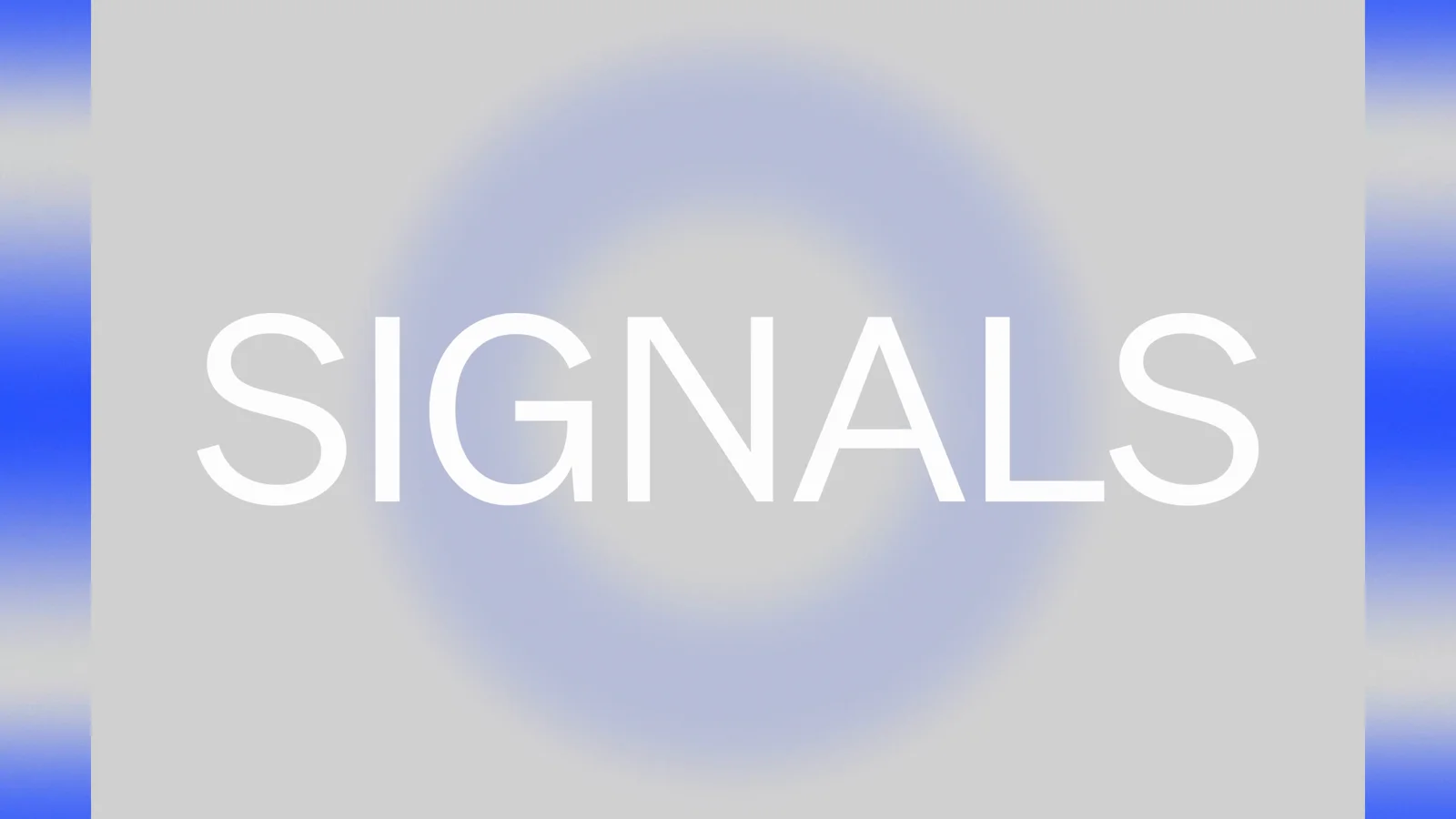 Signals title animation with shifting blue and silver rings of light