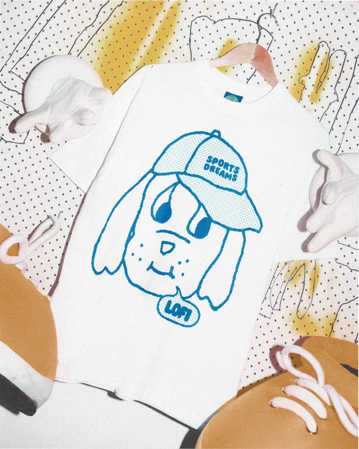 Illustrated Sports Dreams and Lo-Fi collaboration T-shirt laid flat