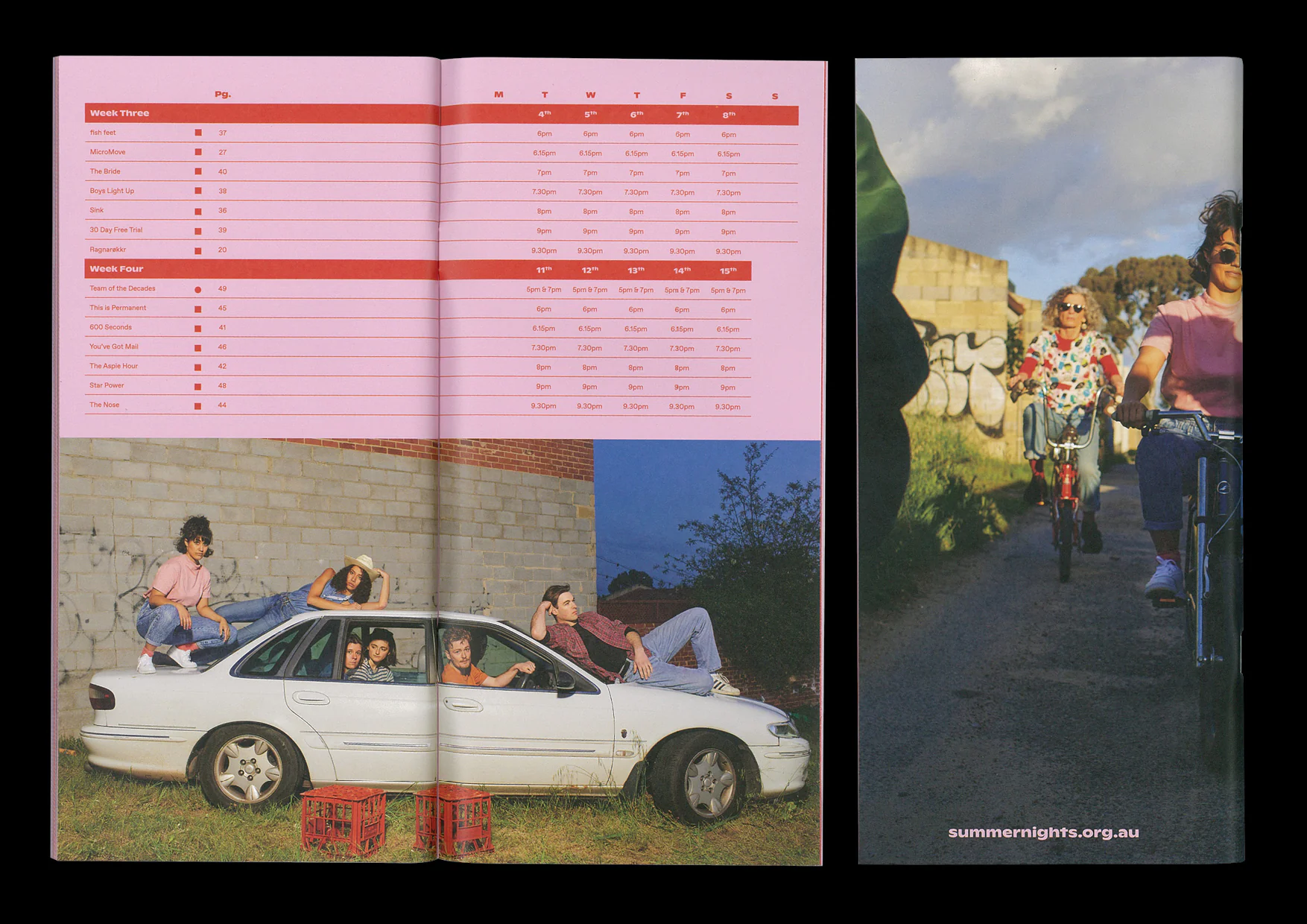 Summer Nights 2020 event planner bringing the festival programme together in a readable calendar