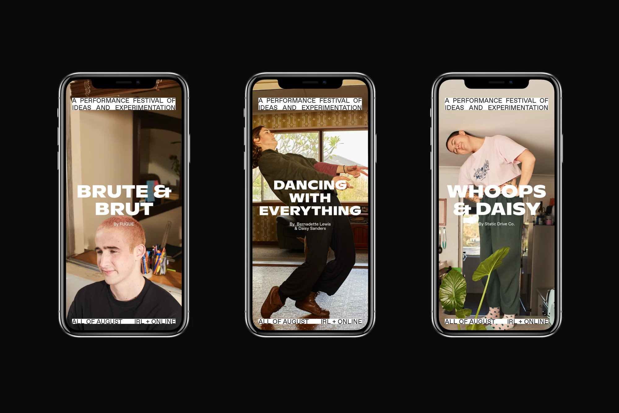 Winter Nights mobile campaign for Brute and Brut, Dancing with Everything and Whoops and Daisy
